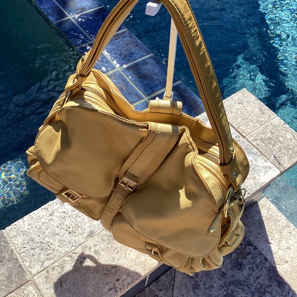 Bulga Helmet Slouchy Hobo Genuine Pebbled Leather Bag - Picture 3 of 11